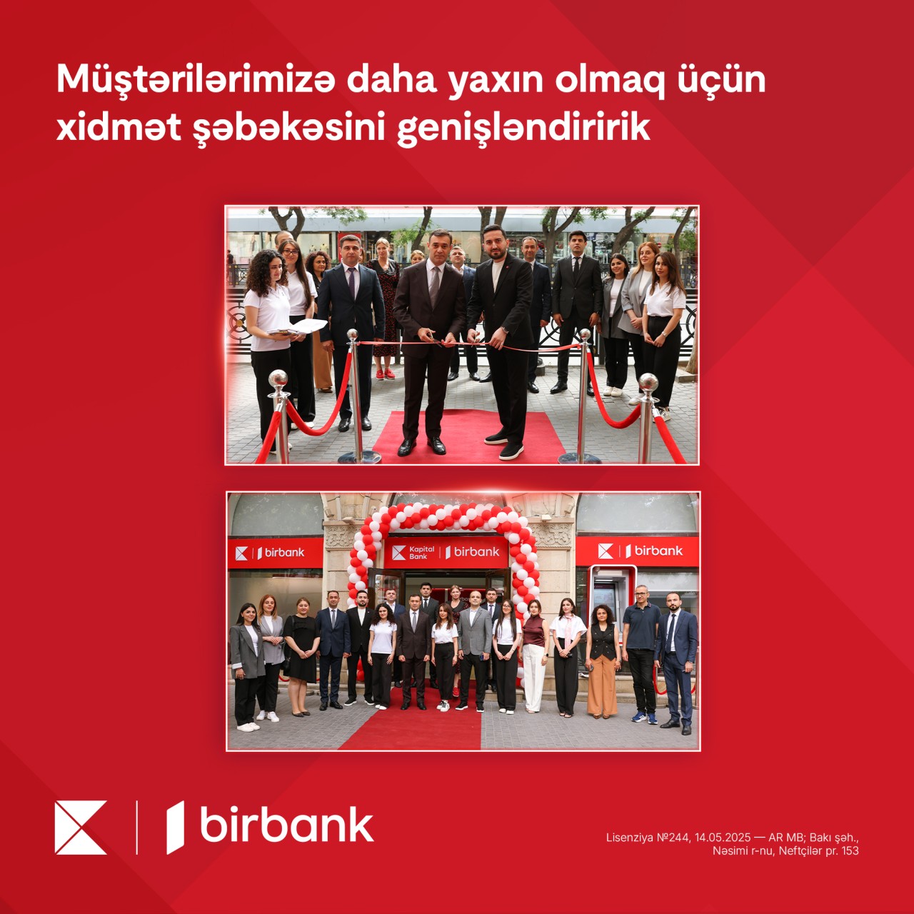 Kapital Bank 116 filial, 51 şöbə və 1274 ATM ilə ölkənin ən böyük xidmət şəbəkəsinə malik bankıdır