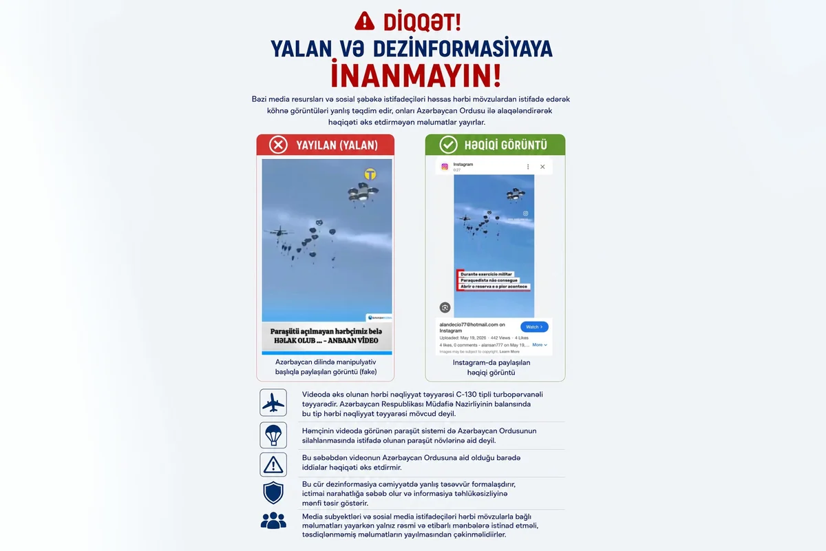 Azərbaycan Ordusunun adından saxta məlumatlar yayılır