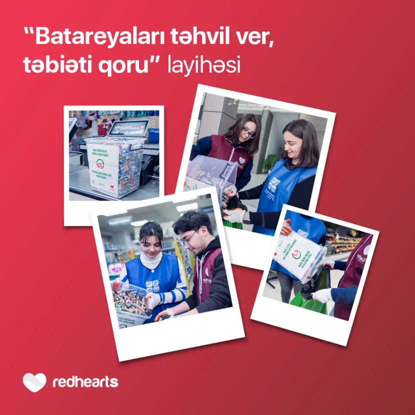 Qırmızı Ürəklər Fondunun ekoloji təşəbbüsü davam edir: 100 kq batareya toplandı
