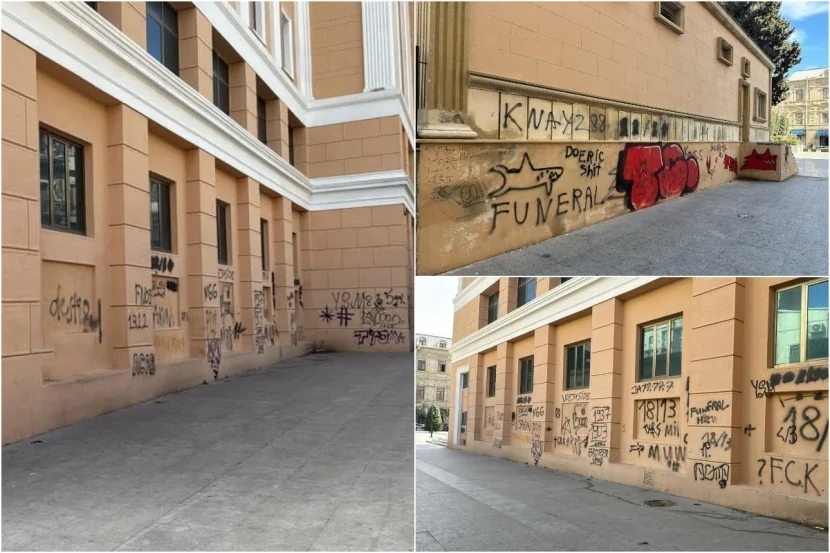 Nizami Kino Mərkəzinin divarlarına qraffiti çəkən şəxs həbs edilib